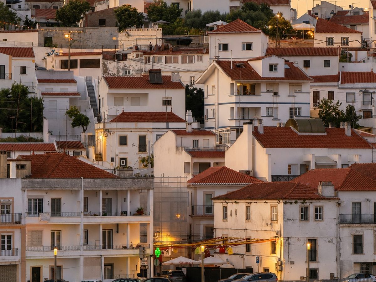 O casario de Alcácer do Sal ao pôr do sol